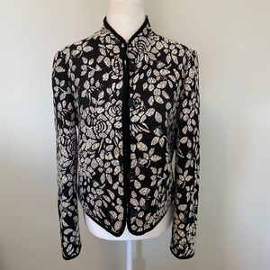ARMANI COLLEZIONI Black & White Wool Floral Jacket